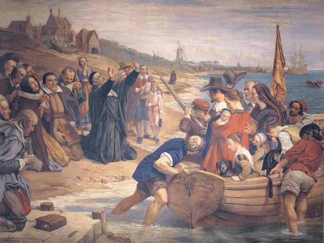 Charles west cope RA The Embarkation of the Pilgrim Fathers for New England 1620 Sweden oil painting art